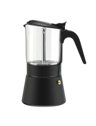 Joy Resolve - Clear Brew Glass Moka/Mocha Pot Black - 240ml