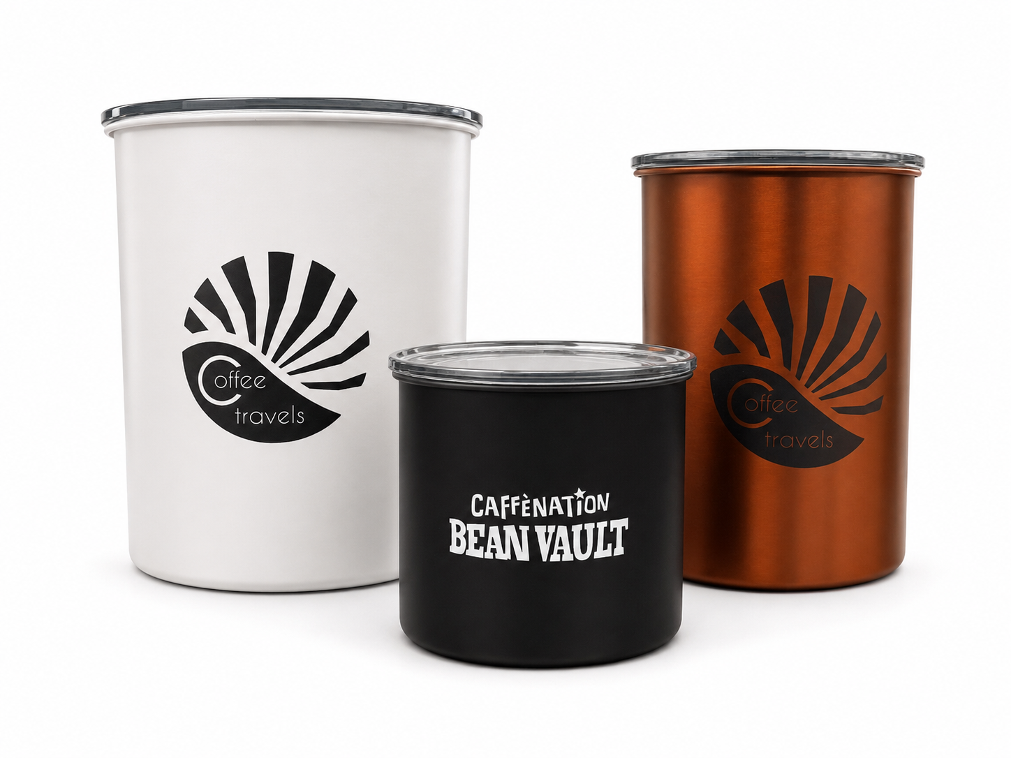 Airscape coffee canisters personalised with printed logos